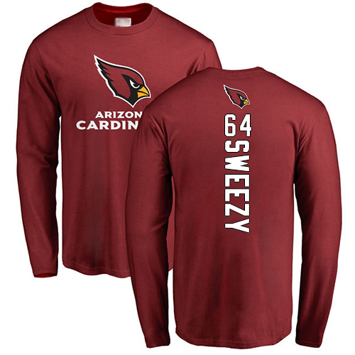 Arizona Cardinals Men Maroon J.R. Sweezy Backer NFL Football 64 Long Sleeve T Shirt